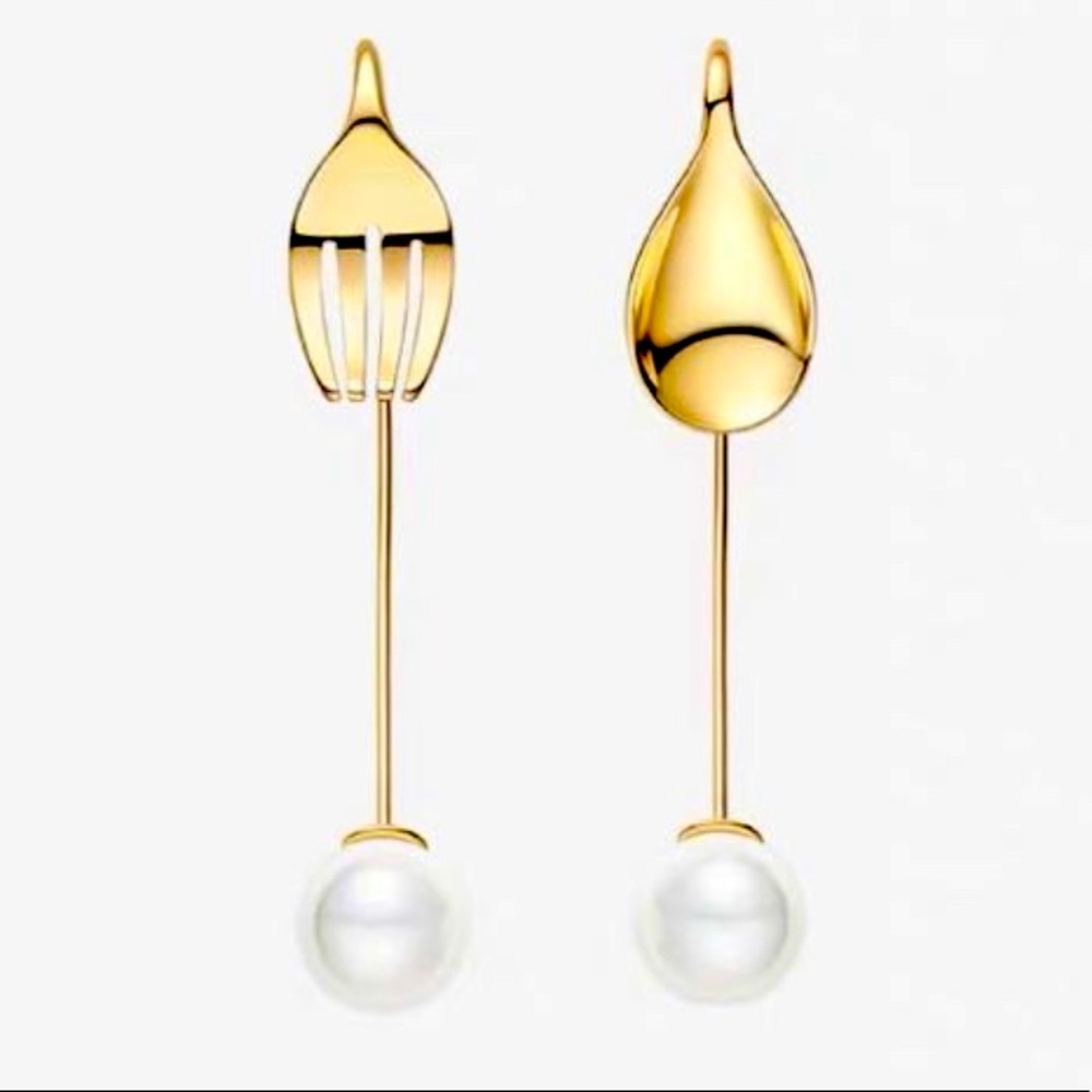 Gold-plated Sterling silver earing！Fork Earing！Spoon Earring！